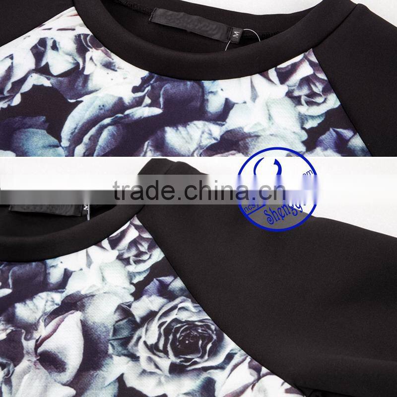 Custom space cotton womens printed pullover raglan sleeve sweatshirts wholesale