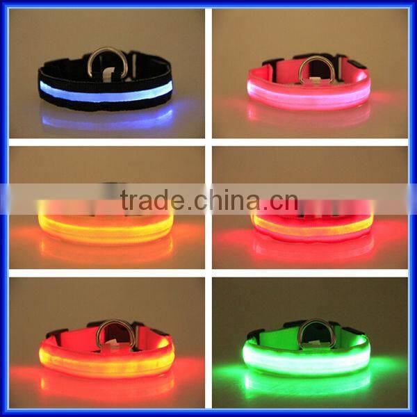 Wholesale adjustable flashing light waterproof led dog collar/Safety glowing christmas light led dog collar/led dog collar