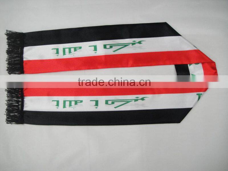 130*14cm Iraq country scarf,2015 custom print football scarf,mini fans scarf