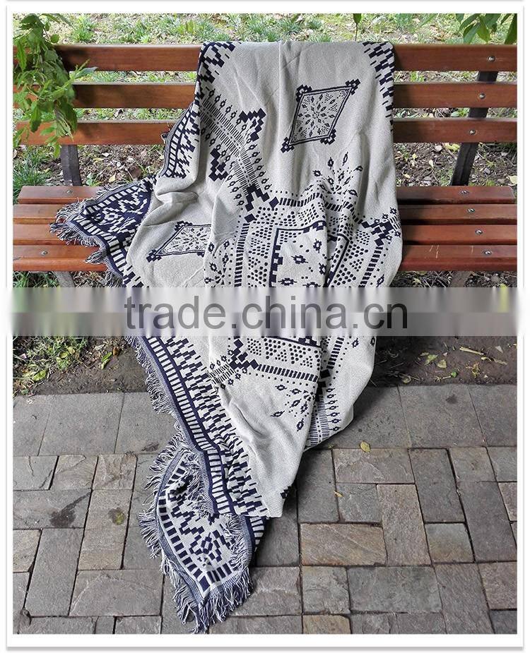 Gobelin black and white squares and Tapestry Throw Blanket