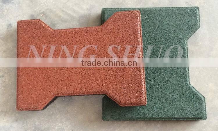 Factory price H-Shaped rubber garden pavers, exterior rubber flooring paver