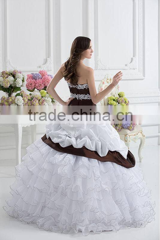 Real Sample Sweetheart Ball Gown Applique Beaded Layered Ruffles Sash Quinceanera Dresses xyy07-058