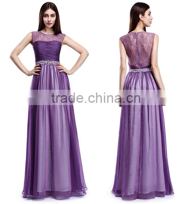 See-Through Backless Lace And Chiffon Lavender Mother Of The Bride Dress