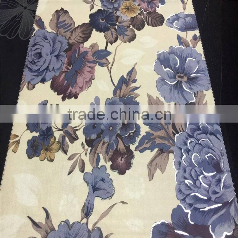 silver velvet paper printing on FDY for sofa textile china wholesale