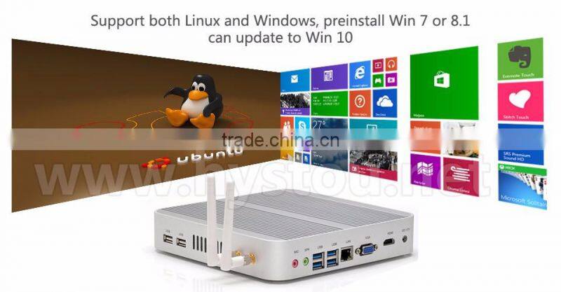 Hystou barebone Fanless Windows8.1 OS Mini PC with Intel Quad Core i5 - 4200u gaming pcs i5 4G RAM, 60G SSD + 160G HDD