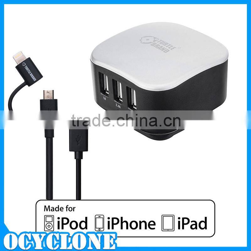 For IOS Smart Phone 3 Port USB Charger Turtle Brand White