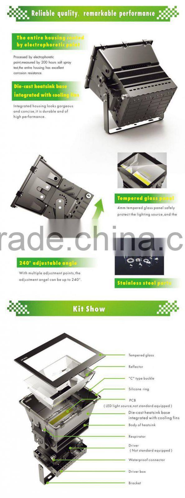 1000w led floodlight replace floodlight 2000w IP66 waterproof LED high mast light