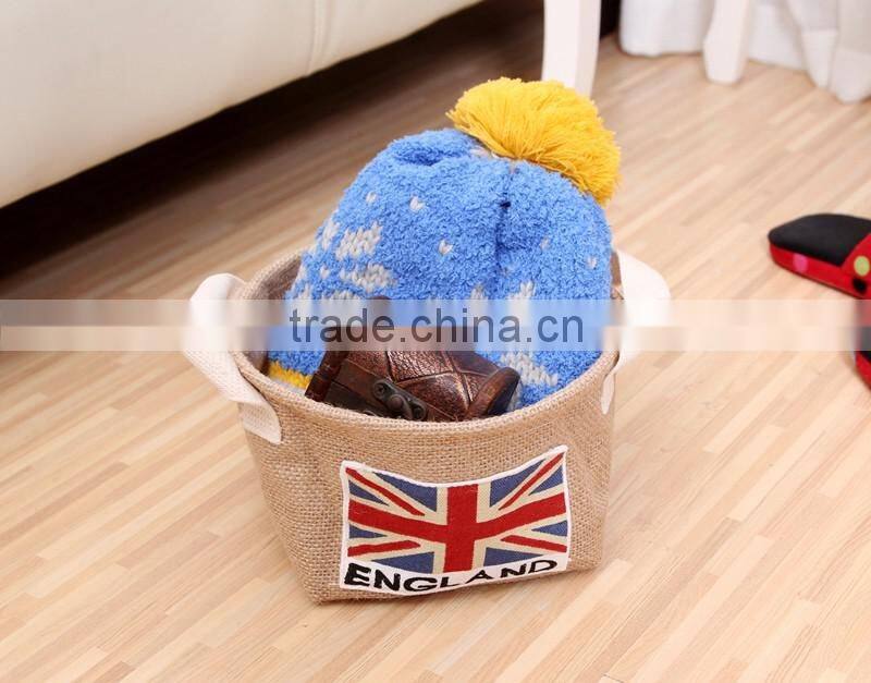 2015 contemporary and contracted jute Brazil flag Storage Baskets storage barrel