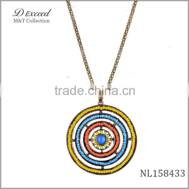 Fashion Women Big Disk Drop Pendant Jewelry Necklace
