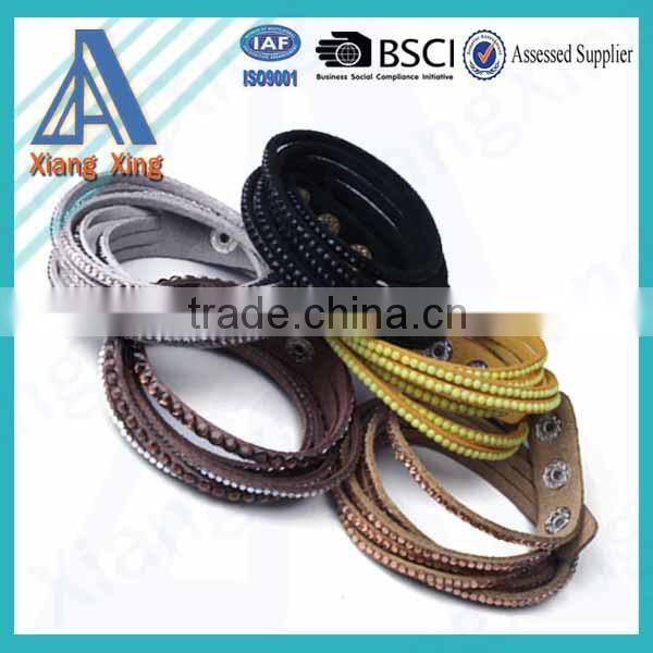 Single wrap rhinestone custom braided leather bracelets