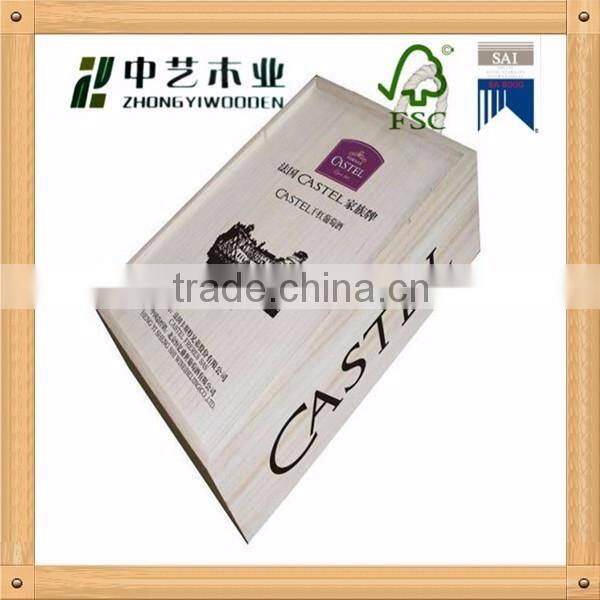 Trade assurance FSC unfinished solid pine wood natural color wine box