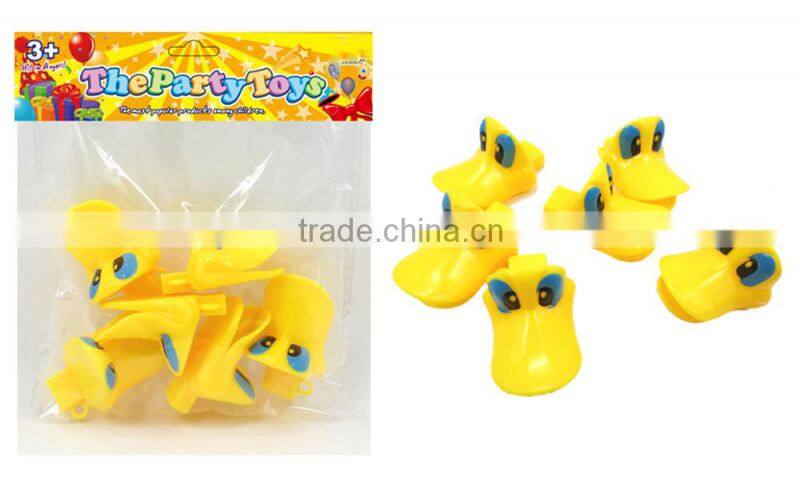 Yellow plastic toy duck whistle