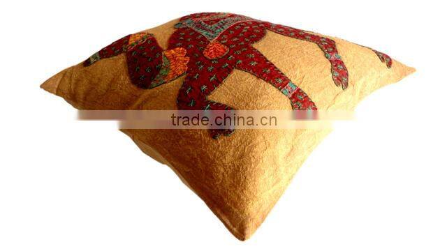 RTHCC-53 Traditional Royal Armed Camel Indian Patchwork Art Kantha Cotton cushion covers New Year Christmas Home Decor Gift