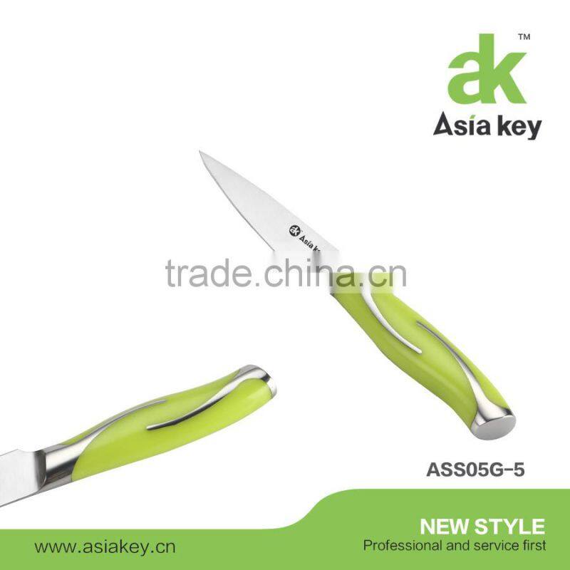 New arrival kitchen knife set,green ABS handle,acrylic block