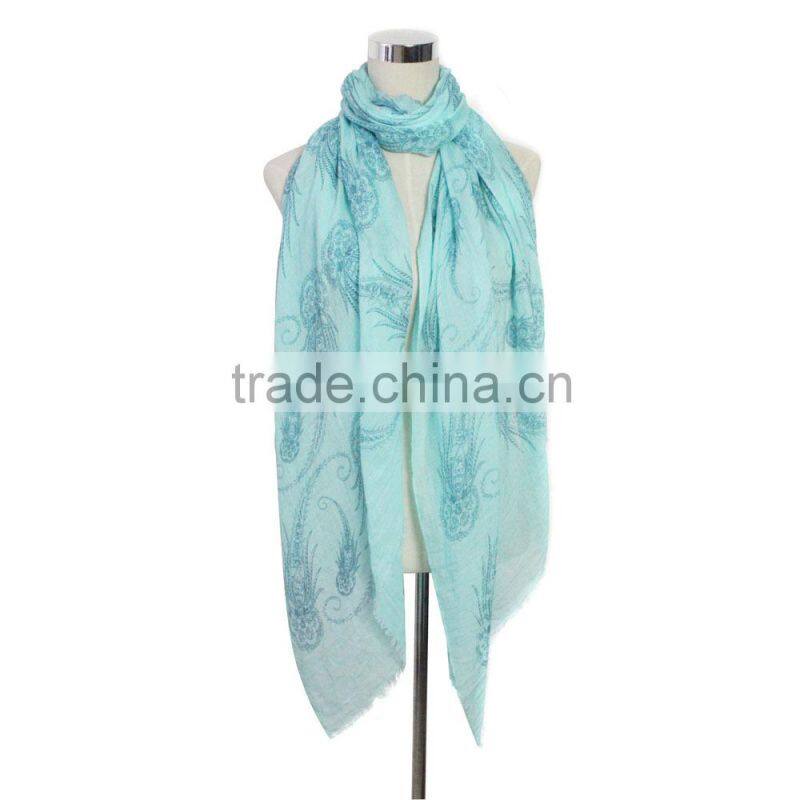 light blue color flower printing malaysia batik scarf