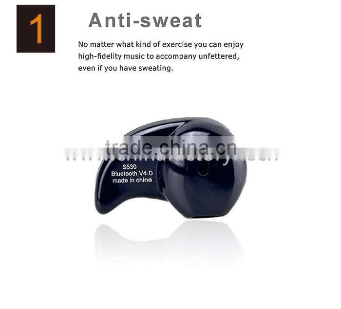 2016 popular and fashionable S530 micro bluetooth earpiece invisible spy earbud