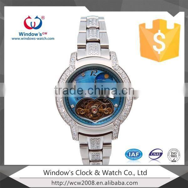 automatic watch diamond luxury silver chain watch