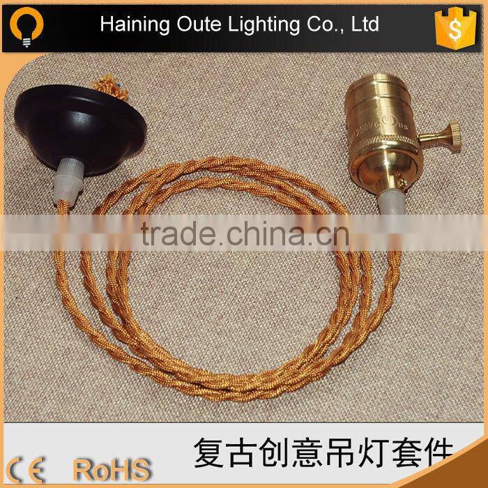e27 cap lamp socket with edison bulb/ silver and mat gold colour brass material lampholder
