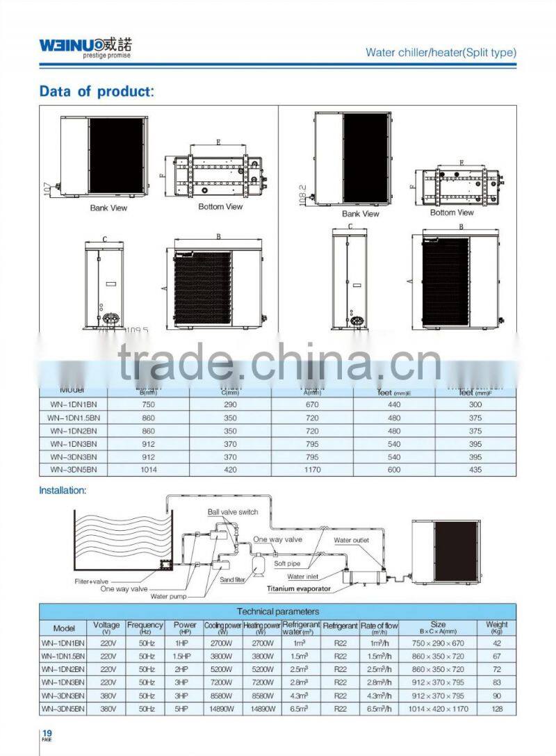 Split -type air conditioning water chiller