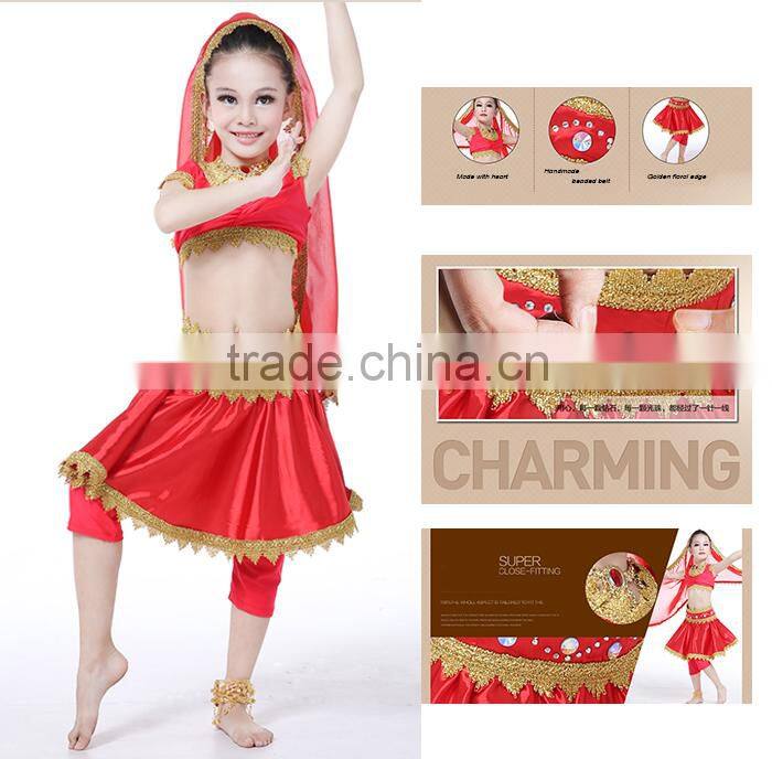 Wuchieal Indian Belly Dance Children Performance Costumes, Top Grade Children Belly Dance Costumes