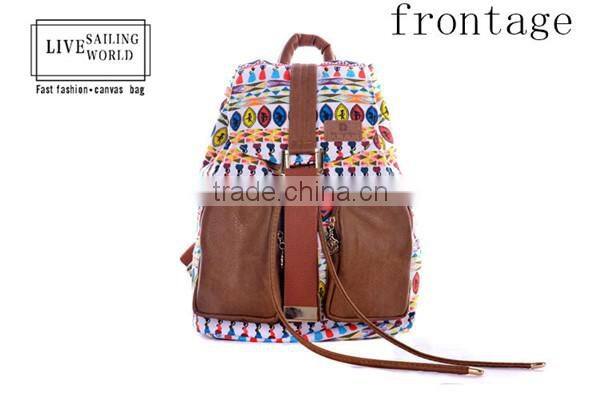 100% factory whole sale floral fancy ladies canvas backpack