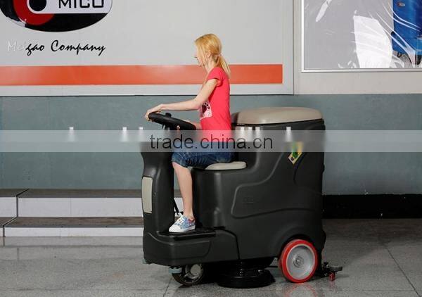 Smart control for compact ride on floor scrubber machine