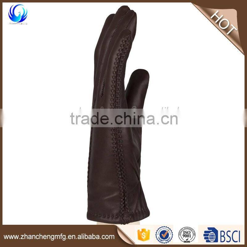 Factory price mens brown sheepskin wool lined leather gloves for wholesales