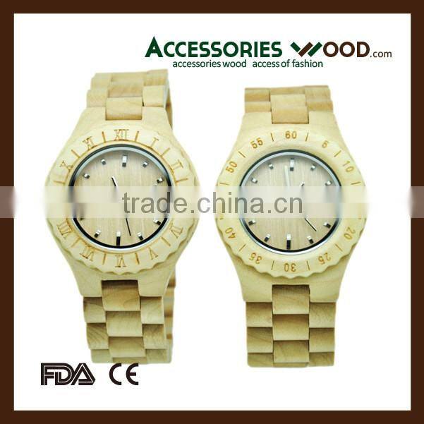 newest design Japan quartz movement geneva watch water proof bamboo wood