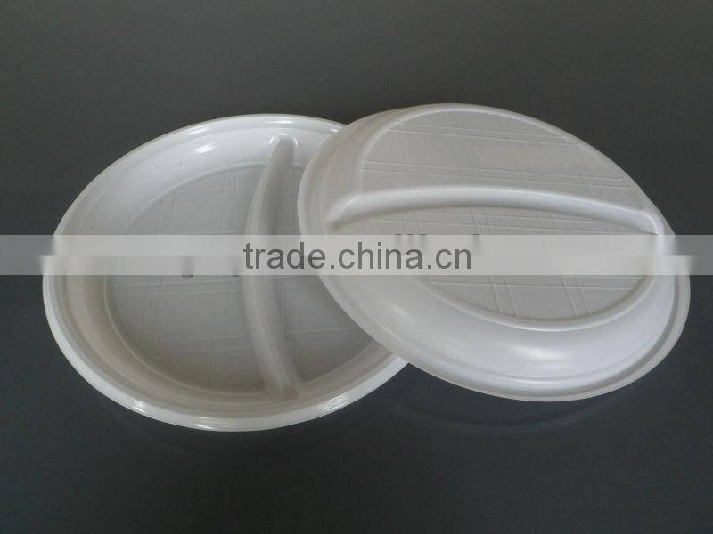 9 inch two compartments Disposable Plastic Plate For Food