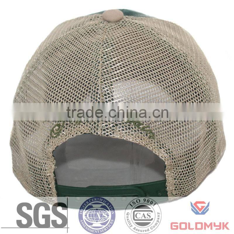 washed cotton and polyester mesh cap with embroidery logo