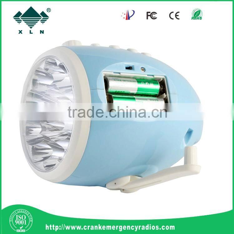 Emergency portable dynamo led flashlight with radio