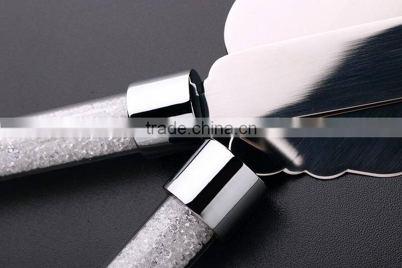 Elegant chinese steel knife cake set diamond for wendding party
