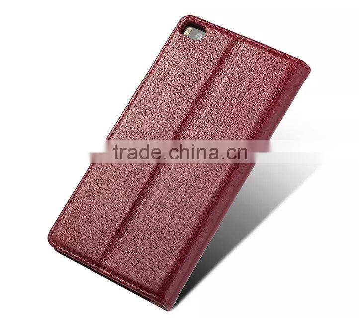 Luxury design fashion book style for huawei ascend p8 real flip wallet leather phone case