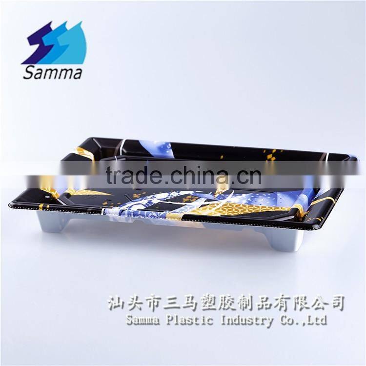 KW-0002JY-B Japanese Disposable Plastic Sushi Container With Lid 219*156*25mm