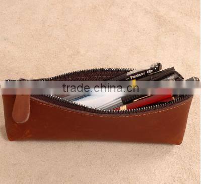 Oem factory wholesale genuine leather pencil box case