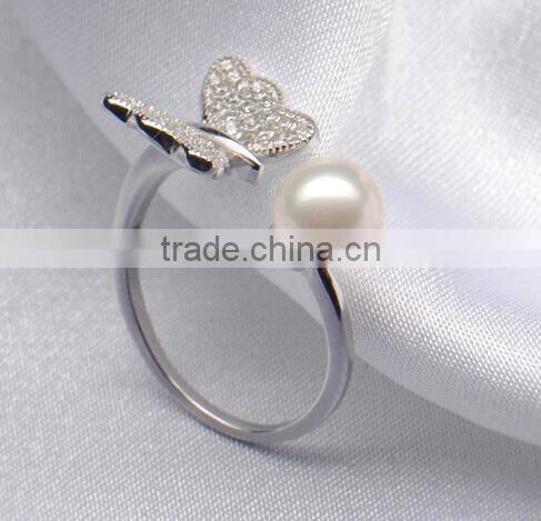 white round AAA 6mm sterling silver Freshwater Pearl Ring