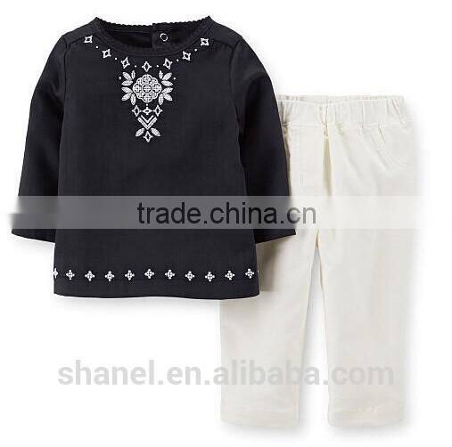Black&white vantage style boutique girl-clothes set