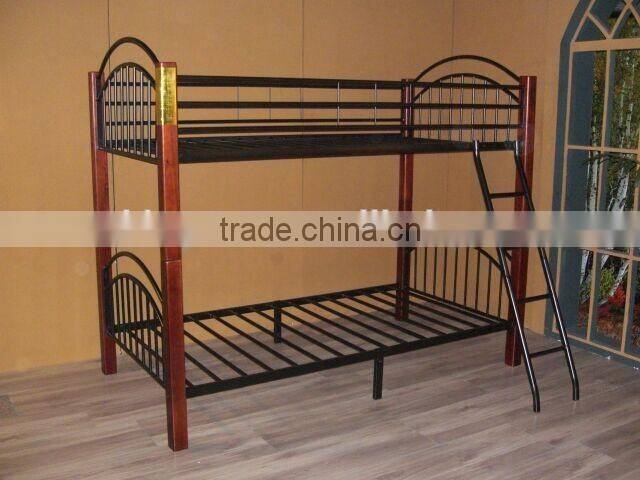 School furniture adult metal bunk beds metal bunk beds with wood post for dormitory