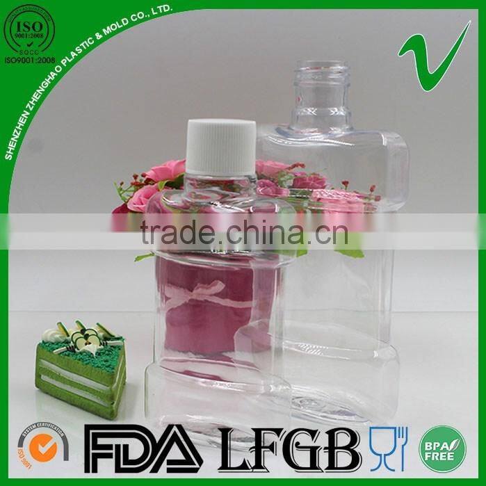 PET flat clear empty plastic mouthwash bottle for sale