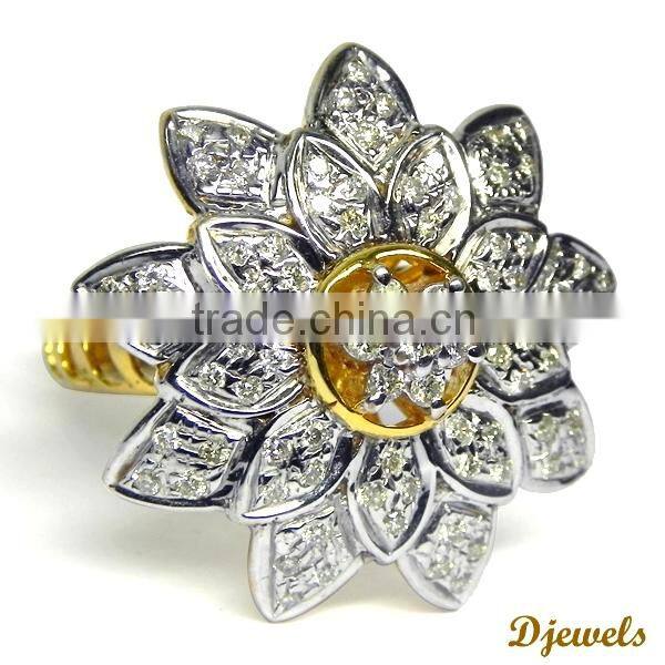 Latest Desinger Flower ring Latest Diamond Ring 9K Gold Diamond Ring