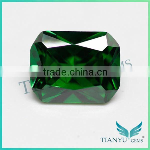 Free Sample Hot sale Gemstone Wholesale Octagon Cut Cubic Zirconia,Synthetic Emerald Green CZ Stone