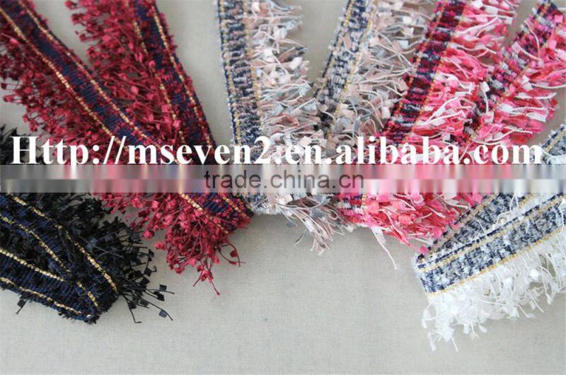 fashion color tassel fringe lace trim polyester tassel fabric embroidery lace