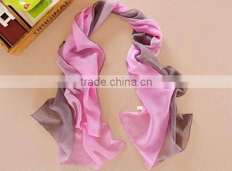 Wholesale Cheap Fashion Chiffon Scarf Womens High Quality Gradual Colors Chiffon Georgette Silk Scarves Shawl Female Long Design