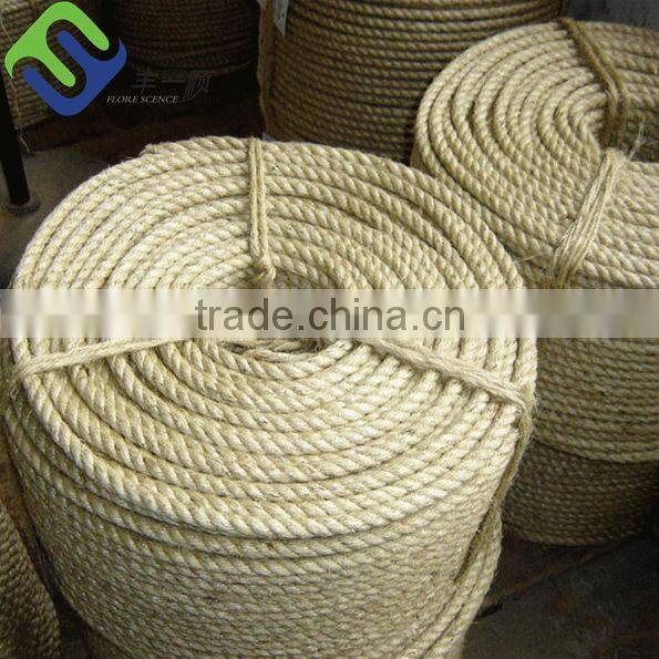 Hot sale 6mm twisted Sisal Rope,3 strand 100% nature sisal fiber rope