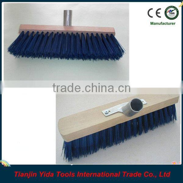 Wood block street cleaning brushwith metal adaptor