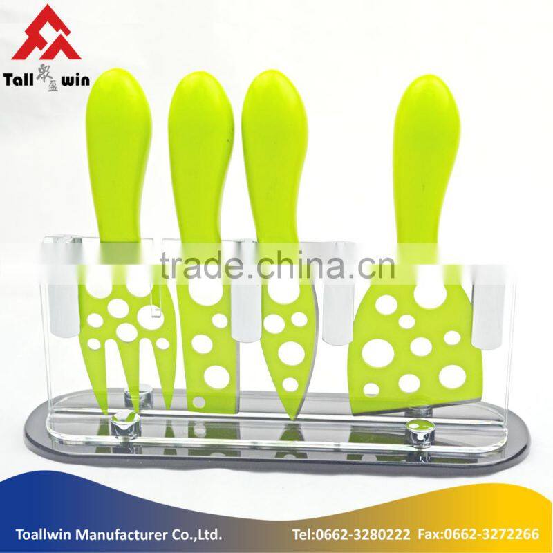 colorful 5 pcs cheese tools set with holder