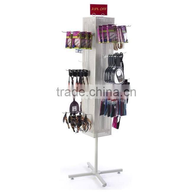 60 Hooks White Magnetic Counter Free Standing Pegboard Display Stand