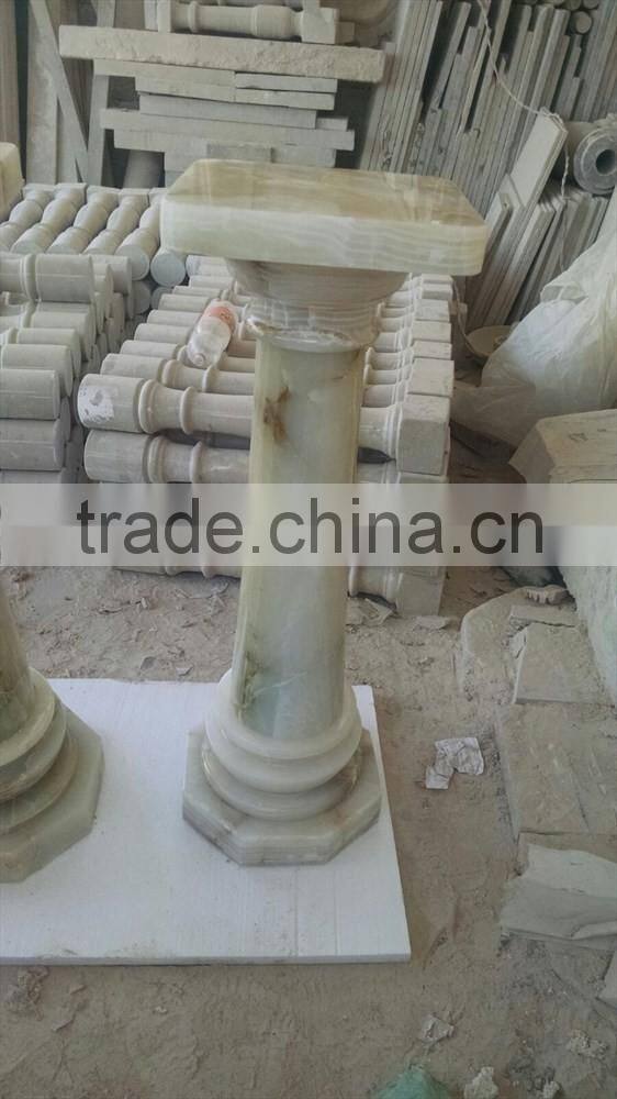 NEW ARRIVAL LIGHT GREEN ONYX COLUMNS PILLARS CARVED TOP