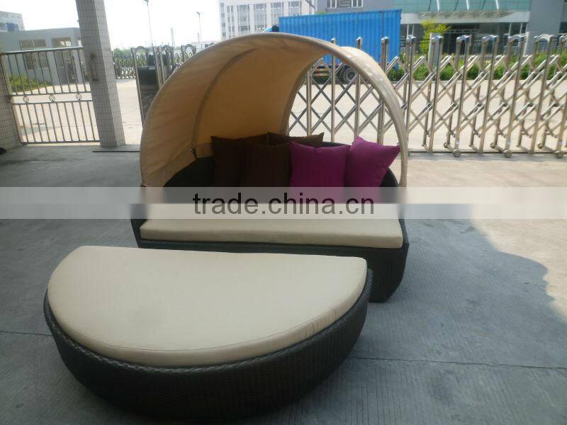 leisure rattan furniture wicker outdoor garden sunbed with canopy