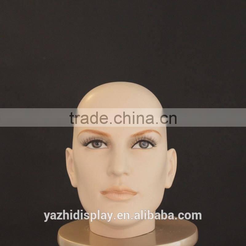 Realistic female wig making head mannequin and for hat display